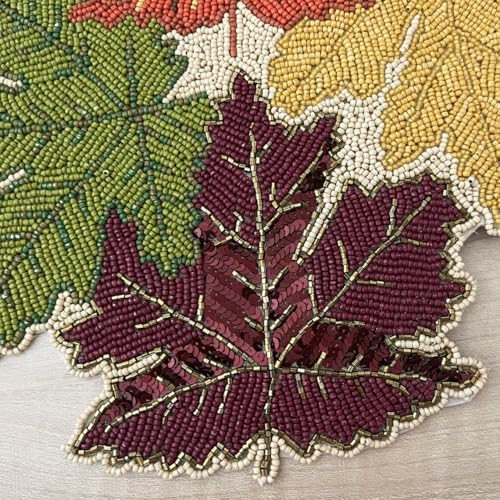 Enliven Handmade Maple Leaf Beaded Table Runner, 13x36 Inches Lightweight Decorative Table Runner, Perfect for Dining/Wedding/Party/Everyday Use & Easy to Clean, Elegant Beaded Runner (Multicolor) - Image 3