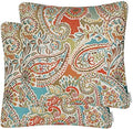 Mika Home Pack of 2 Decorative Accent Throw Pillow Cover Sham Cushion Case,Paisley Pattern,20x20 Inches,Red Teal Cream Multicolor by MikaHome