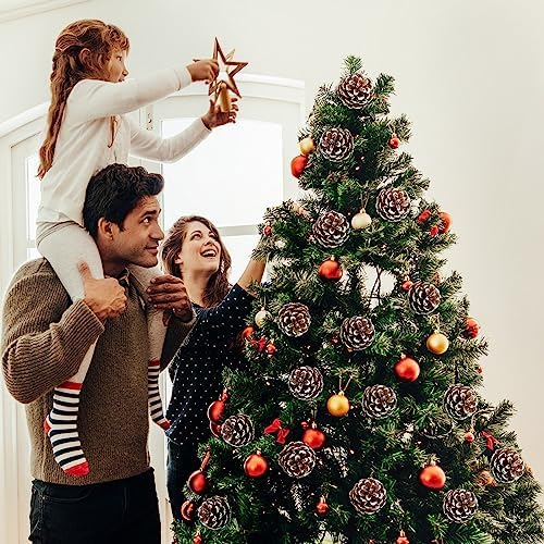 60 Pcs Pine Cones for Christmas Tree 1.38 x 5.1 Inch Frosted Snow Pine Cones Ornaments with Wired Pick for Crafts Holiday Wreath Garland Party Decorations - Image 3