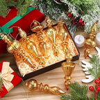 Mifoci 8 Pcs 6 Inch Mercury Glass Finial Christmas Ornaments,Gold - Image 3