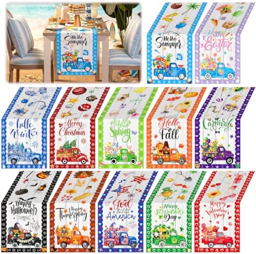 LemonRoad 12 Pcs Holiday Table Runner 72 Inches Seasonal Truck Table Decor Summer Kitchen Dining Decoration for Fall Party Home Supplies by Unknown