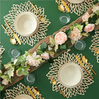 Juvale 20-Pack Gold Vinyl Placemats - Round Leaf Design Table Chargers for Dining Table Settings (14.4 Inches Place Mat) - Image 2