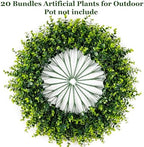 20 Bundles Artificial Plants for Outdoor Fake Plants for Spring Decoration,Faux Eucalyptus Plants for Planter UV Resistant Lifelike for Home Porch Garden（Green） - Image 3