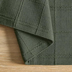 ZeeMart Linen Checked Farmhouse Placemats Set of 6, Army Green 13x19in - Image 3