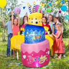 B&D 6FT Happy Birthday Inflatable Cake with Candles, Lighted Blow Up Birthday Decorations with Colorful Rotating LED Lights Inflatable Decor for Outdoor Indoor Party Home Celebration Yard Garden Lawn - Image 3