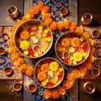 7 Pcs Diwali Decorations for Home with 3 Urli Bowls, 4 Marigold Garlands - Image 6