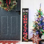 Glitzhome 42" H Lighted Wooden Black Christmas Porch Sign, Rustic Merry Christmas Vertical Porch Décor, Standing Hanging Holiday Party Signs Wall Door Decorations for Xmas by Glitzhome