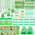 Kenning 96 Pcs St. Patrick's Day Accessories Party Favor Set, Including Four-leaf Glasses, Necklaces, Bracelets, Stickers, Mustaches, Slap Bracelets, Organza Gift Bags, Irish Decoration Party Supplies by Kenning