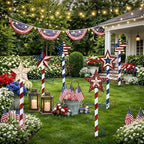 6 Pcs 15" 4th of July Metal Yard Stakes Patriotic Outdoor Garden Decorations Stake Red Blue White Star Yard Sign for 250th Independence Day Porch Patio Walkway Lawn Decoration - Image 4