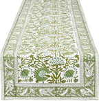 CPC Agate Green Block Print Cotton Table Runner 16x90 Inch Long Runner - Image 5