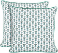 Ridhi Block Print Aquamarine Blue Pillow Cover 20" x 20" (Pack of 2) Decorative Couch Pillows for Living Room, Farmhouse Chic Boho Cute Outdoor Pillows Covers Gifts for Spring, Mother's Day by Ridhi