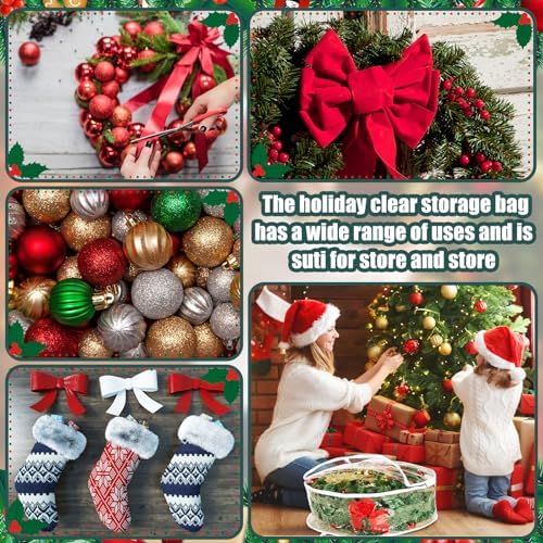 Zhengmy 20 Pcs 30 Inch Christmas Wreath Storage Bags Transparent Wreath Storage Container Bulk Wreaths Box with Dual Zippers and Handles for Xmas Holiday Wreaths Garland - Image 7