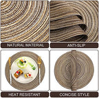 Buryeah 24 Pieces 13 Inch Round Woven Placemats Boho Mats,Dark Coffee - Image 5