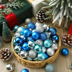 Shappy 216 Pcs Mini Christmas Ball Ornament 1.18 Inch,Silver, Blue - Image 3