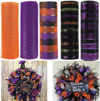 5 Rolls Halloween Deco Mesh Ribbon for Wreaths Crafts Supplies by JStnana
