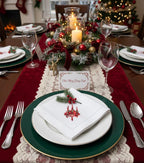 – Embroidered Cloth Napkin Candle Christmas Cotton Napkins Set of 6, 20x20” Hemstitch Table Napkins – Machine Washable, Daily & Holidays, Great Gift Ideas - Image 3