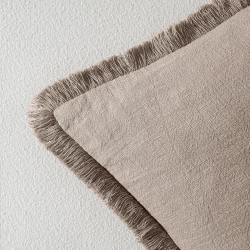 MIULEE Linen Fringe Decorative Fall Euro Throw Pillow Covers Dune 24x24 - Image 3