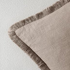 MIULEE Linen Fringe Decorative Fall Euro Throw Pillow Covers Dune 22x22 - Image 3