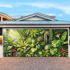 7X16FT Summer Tropical Leaves Garage Door Cover Decorations Tropical Leaves Garage Door Banner for Outdoor Indoor Summer Party Photography Backdrop - Image 5