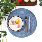 SHACOS Round Braided Placemats Set of 12 Circle Place Mats Cotton Polyester Kitchen Table Mats for Dining Table Wedding Party Decor (Blue Gray, 12) - Image 6