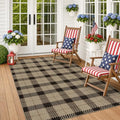 Easy Jute Area Rug 5x7, Black & Tan Plaid Rug, Washable Indoor Outdoor Farmhouse Rug for Living Room, Entryway, Bedroom, Patio & Covered Porch, Low Pile Non Slip by JTJ