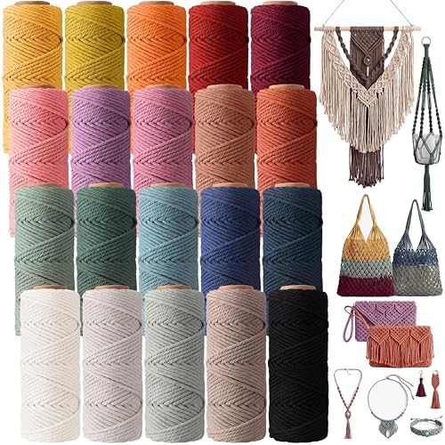 Timgle 20 Rolls Macrame Cord 5 mm x 438 Yards Cotton Rope(Macaron Colors) by Timgle