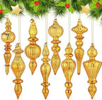 Mifoci 8 Pcs 6 Inch Mercury Glass Finial Christmas Ornaments,Gold by Mifoci