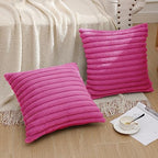 Pallene Faux Fur Decorative Throw Pillow Covers 16x16 Set of 2, Hot Pink - Image 6