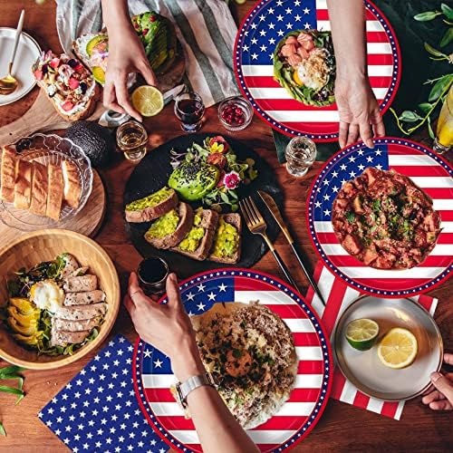 Gatherfun American Flag Patriotic Party Supplies Disposable Napkins and Paper Plates for Veterans Day Election Day 4th of July Independence Day Decorations, Serve 50 - Image 4