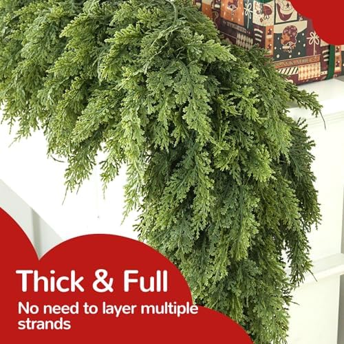 Giauma 6ft Double Fullness Christmas Cedar Garland Artificial Realistic - Image 2