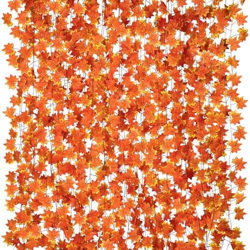 CQURE 36 Pack Fall Leaf Garland,Artificial Fall Vines Autumn Garland Fall Maple Leaves Thanksgiving Decor for Home Wedding Fireplace Christmas by CQURE