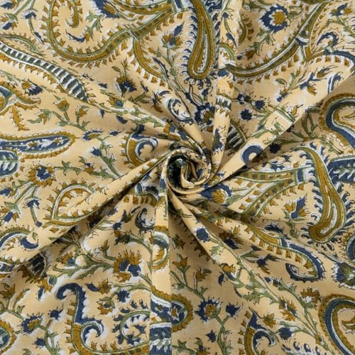 72x180 Inches Rectangle Hand Block Printed Cotton Tablecloth, Peach Blue Floral Table Cloths Washable, Indian Table Linen for Halloween Christmas Outdoor Thanksgiving Gifts Home Decor Dinning Outdoor - Image 3