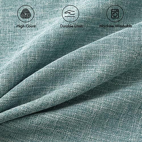 MIULEE Pack of 2 Decorative Linen Burlap Coastal Pillow Covers Farmhouse Boho Accent Pillowcases for Sofa Car Couch Bedroom Living Room Decor 20x20 Inch Teal - Image 2