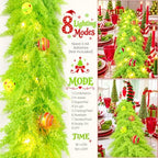 9FT Christmas Garland with Light Balls Real Touch Cedar Garland Decorations - Image 3