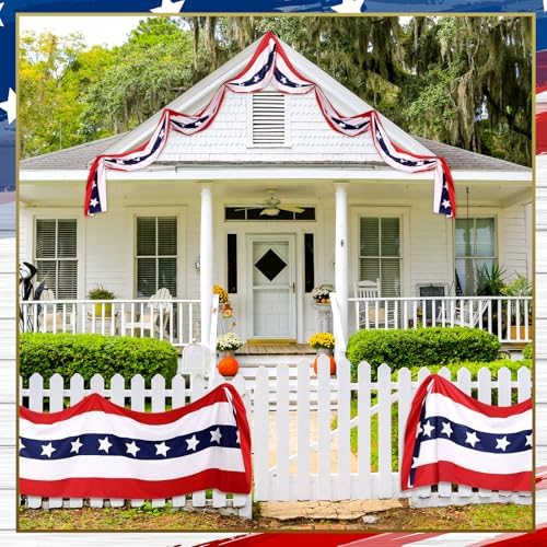 Remagr 2 Pack Patriotic Bunting 2.5x20 ft Flag Banner, 4th of July - Image 3