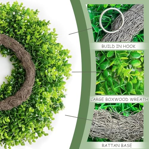 26 Inch Large Boxwood Wreaths for Front Door - Image 2