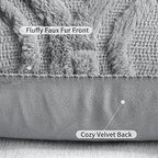 decorUhome Faux Fur Plush Soft Grey Throw Pillow Covers 26x26 Set of 2 - Image 6