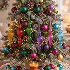 Sotiff 6 Pcs Vintage Glass Christmas Ornaments, Multicolor Mercury Finial - Image 6