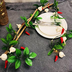 Artificial Chilli Plant Vine,Garlic Ivy Leaves Garland, 2M 20 LED Coper Wire Pepper String Light Wedding Birthday Indoor Decor Red Chili Fairy Light (Chilli, 4) - Image 6