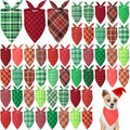 Abbylike 50 Pcs Christmas Plaid Dog Bandanas Bulk, Red and Green Gingham by Abbylike