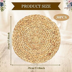 Tanlade 30 Pcs 13.8 Inches Woven Round Placemats, Water Hyacinth Dinner - Image 3