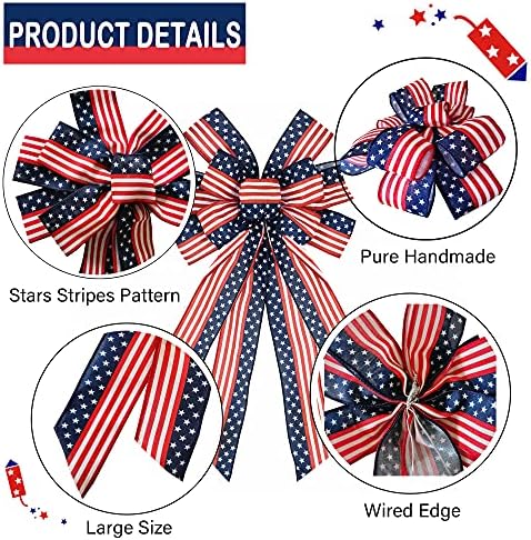 Large Patriotic Bow Wreath 4th of July Decor 2 Pack, 15.7x47'' - Image 3