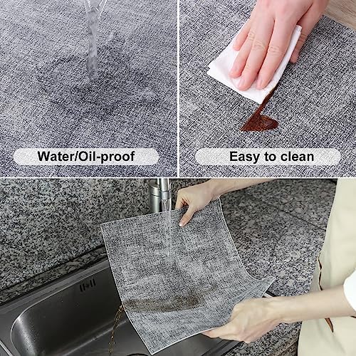 Homaxy PU Faux Leather Placemats for Dining Table, Set of 6, Black & White - Image 4