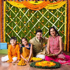15x8ft India Pooja Backdrop Marigold Garland Diwali Indian Traditional Festival Photography Background for Wedding Mehndi Party Banner Decorations Photo Studio Props - Image 5