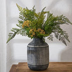 SIDUCAL Ceramic Rustic Farmhouse Vase, Sand Glaze Finish Boho Vase, Pottery Decorative Flower for Home Decor, Table, Living Room Decoration, Shelf Decor, Mantel, 7.4 Inch, Black - Image 4