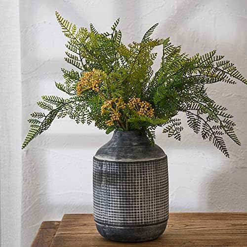 SIDUCAL Ceramic Rustic Farmhouse Vase, Sand Glaze Finish Boho Vase, Pottery Decorative Flower for Home Decor, Table, Living Room Decoration, Shelf Decor, Mantel, 7.4 Inch, Black - Image 4