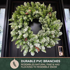 Fraser Hill Farm 36" Frosted Pine Wreath Door Hanging with Pinecones, No Lights, FFWRA036-0SN, Snow - Image 6