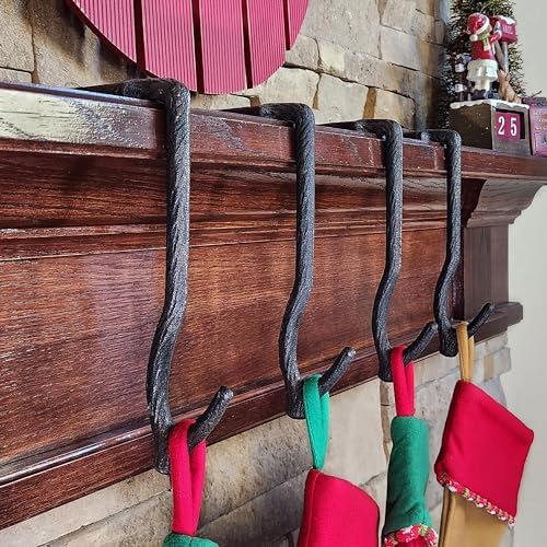 Lulu Decor,100% Cast Iron 10" Stocking Holder for Mantle Holds Up to 9 lbs Low Profile Design with Rubber Grip Ideal for Christmas Stockings Garland Holder Simple Natural Branch Shape (Set of 6) - Image 5