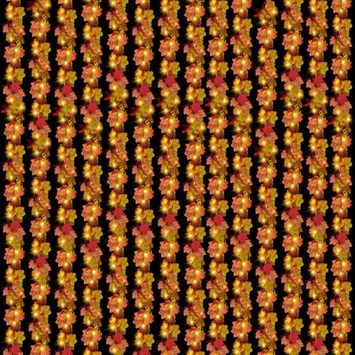 CQURE 14 Pack Fall Leaf Garland with Lights, Fall Vines Autumn Garland LED Lights Artificial Maple Fall Leaves Thanksgiving Decor for Home Wedding Fireplace Party by CQURE