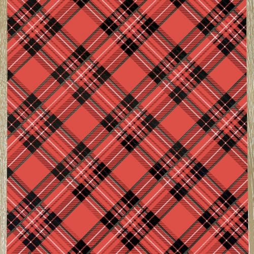 Red Plaid Paper Table Runner - Christmas Holiday Pattern for Parties or Weddings - Disposable Table Runner American Made - Image 2